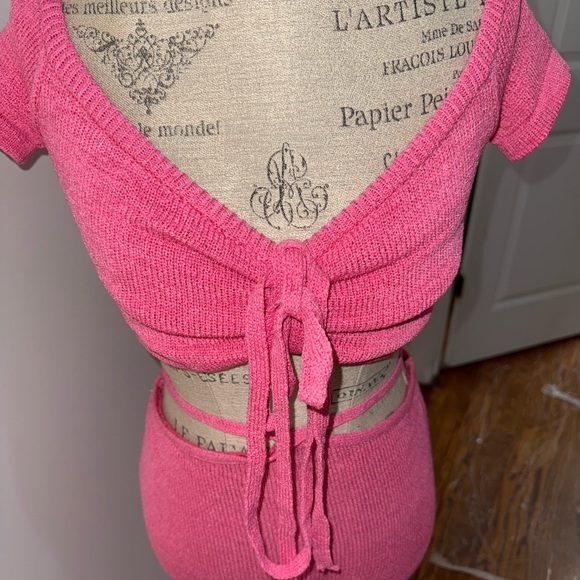 Pink Two Piece Tie Maxi Skirt Set - Picture 3 of 6